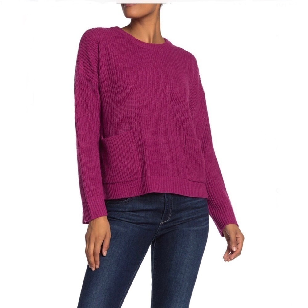 NEW Melloday Red Two Pocket Knit Sweater Ribbed S